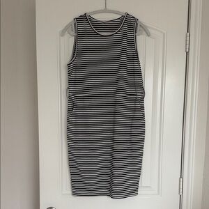 Striped Sleeveless Midi Dress w/ Pockets